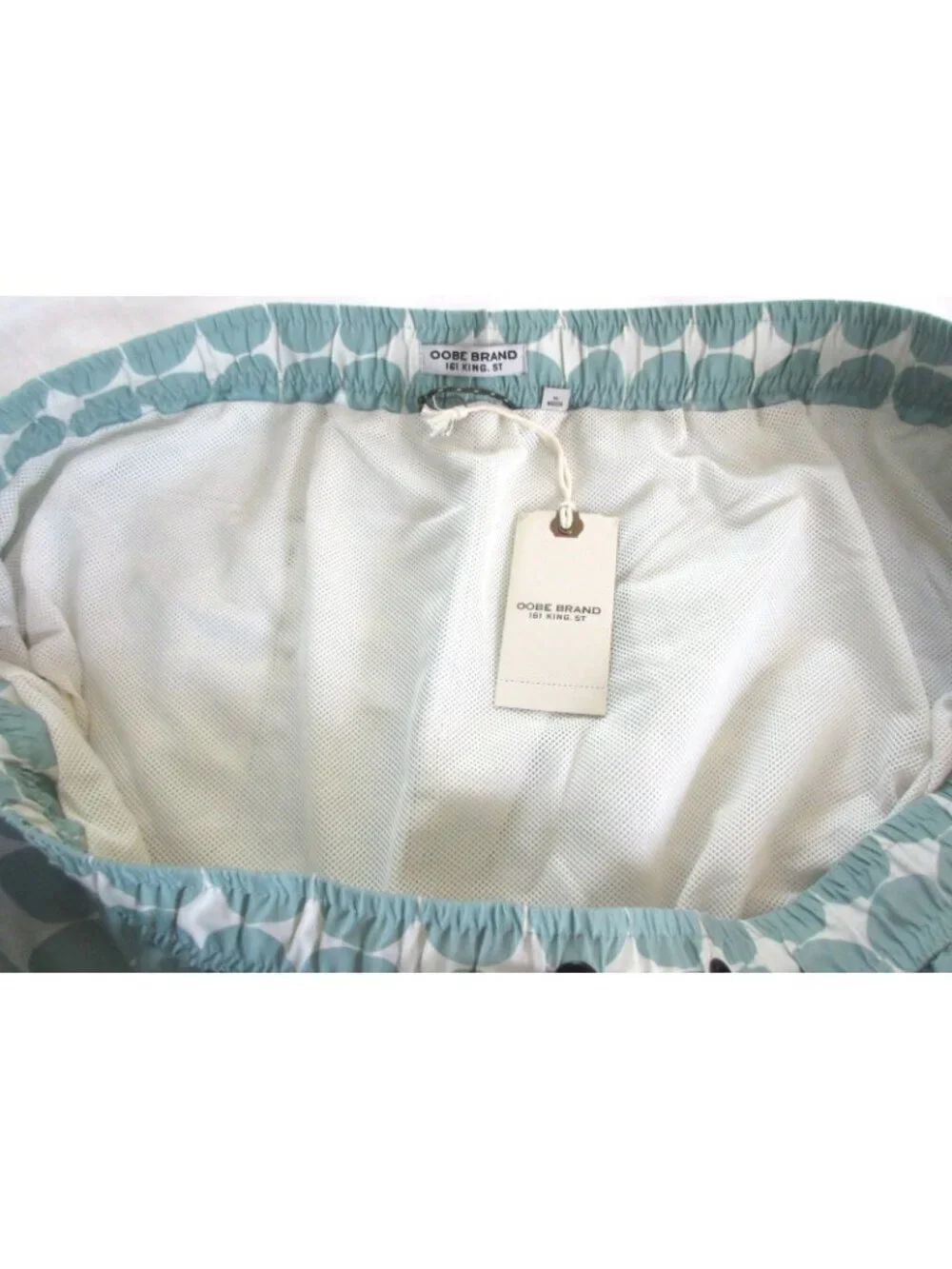 Oobe Brand Men's Kona Swim Trunks Stone Ellipse White Green Circles Sizes NWT